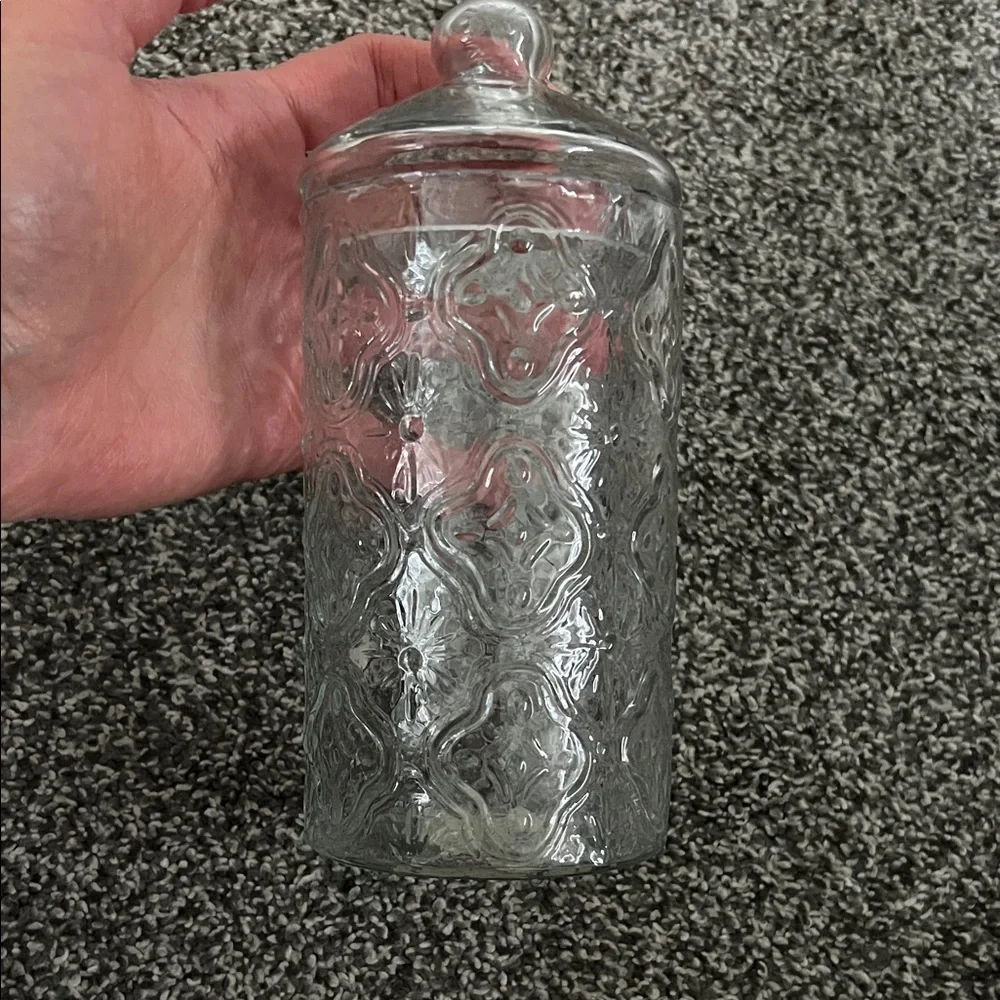 Like New beautiful Cost Plus World Market Clear Textured Glass Storage Jar